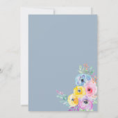 Aquarellfarbene Blume Dusty Blue Wedding Einladung (Rückseite)