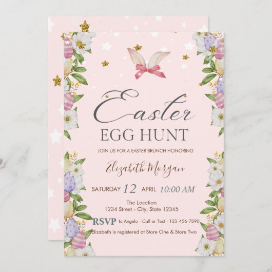 Aquarellfarbene Blume Eier Sonnige Ohren Einladung (Vorne/Hinten)