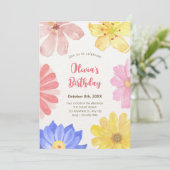 Aquarellfarbene Blume Einladung (Stehend Vorderseite)