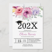 Aquarellfarbene Blume Einladung Graduate (Vorderseite)