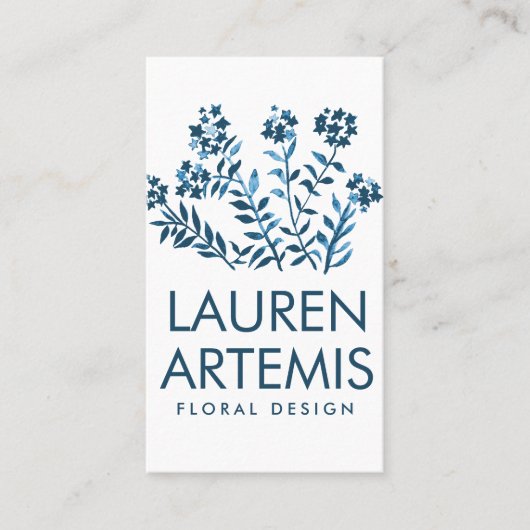 Aquarellfarbene Blume Einzigartig Moderne botanisc Visitenkarte (Vorderseite)