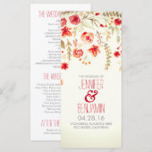 Aquarellfarbene Blume Elegante Hochzeit im Herbst- Programm (Vorne/Hinten)