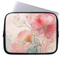 Aquarellfarbene Blume Eleganter Hintergrund Laptopschutzhülle