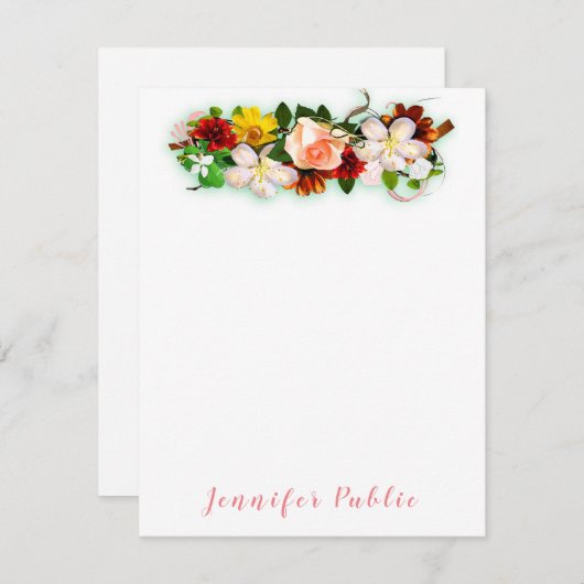 Aquarellfarbene Blume Farbiges handgeschriebenes S Mitteilungskarte (Vorne/Hinten)