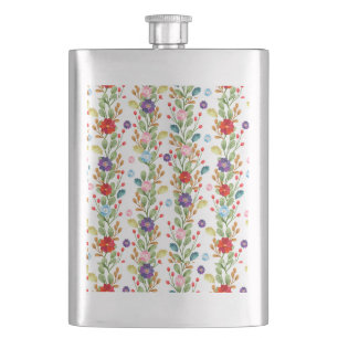 Aquarellfarbene Blume Farbiges Muster-67488 Flachmann