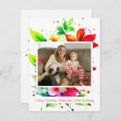 Aquarellfarbene Blume Foto Weihnachten Postkarte (Vorne/Hinten)