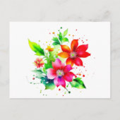 Aquarellfarbene Blume Foto Weihnachten Postkarte (Rückseite)