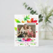 Aquarellfarbene Blume Foto Weihnachten Postkarte (Stehend Vorderseite)