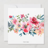 Aquarellfarbene Blume Garten Rose, Red Ombre Weddi Einladung (Rückseite)