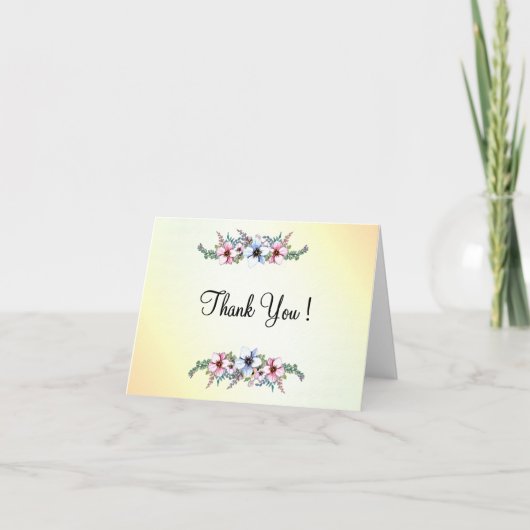 Aquarellfarbene Blume Gelber Rheinrand Dankeskarte (Vorderseite)