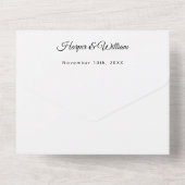 Aquarellfarbene Blume geometrische Hochzeit All In One Einladung (Rückseite)