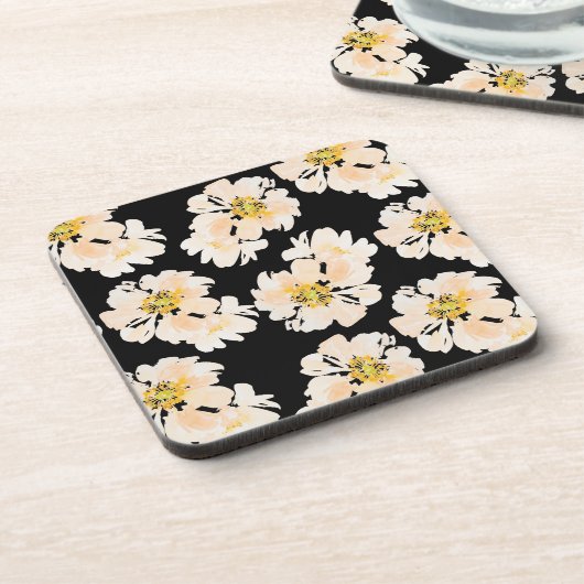 Aquarellfarbene Blume Getränkeuntersetzer (Linke Seite)