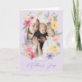 Aquarellfarbene Blume Glückliches Foto zum Muttert Karte (Vorderseite)