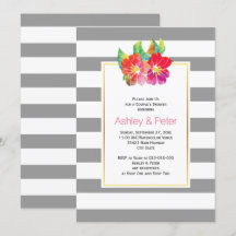 Aquarellfarbene Blume, graue Hochzeitspaare dusche