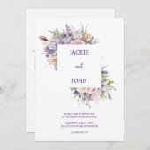 Aquarellfarbene Blume. Hochzeit. Einladung (Vorne/Hinten)