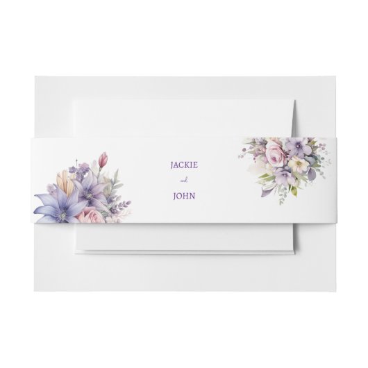 Aquarellfarbene Blume. Hochzeit. Einladungsbanderole (Vorderseite Beispiel)