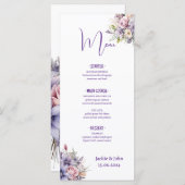 Aquarellfarbene Blume. Hochzeit. Menükarte (Vorne/Hinten)