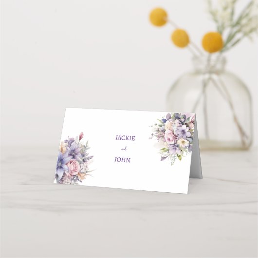 Aquarellfarbene Blume. Hochzeit. Platzkarte (Vorderseite)