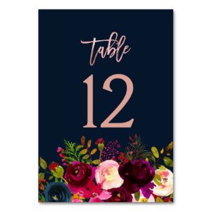 Aquarellfarbene Blume Hochzeit Rose Gold Tischnumm Tischnummer