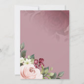 Aquarellfarbene Blume Hochzeitsempfang Einladung (Rückseite)