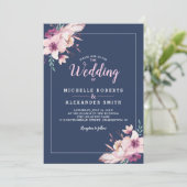 Aquarellfarbene Blume Hochzeitsfeier der Blumenflo Einladung (Stehend Vorderseite)