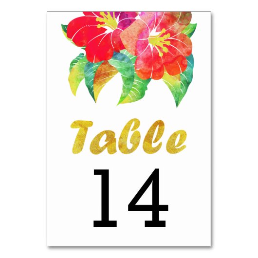 Aquarellfarbene Blume Hochzeitskarte Tischnummer (Vorderseite)