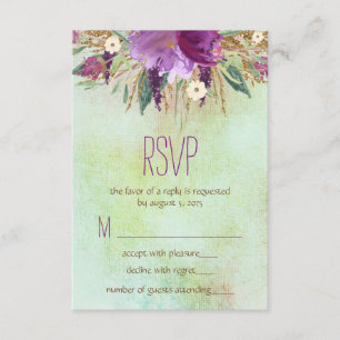 Aquarellfarbene Blume Hochzeitsstimmung RSVP Karte