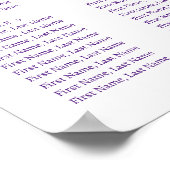 Aquarellfarbene Blume. Hochzeitstabelle Poster (Ecke)