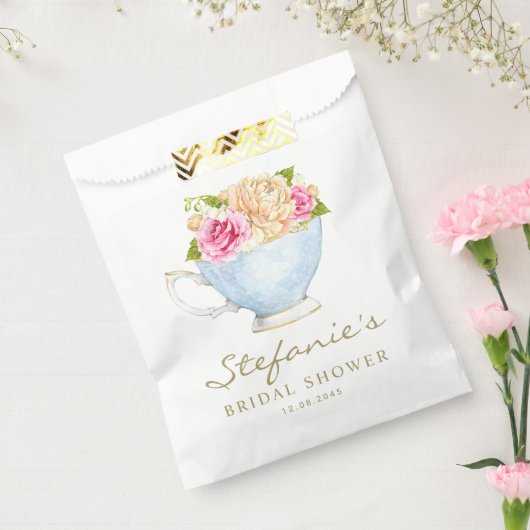 Aquarellfarbene Blume im Teacup-Brautparty Geschenktütchen (Versiegelt)