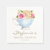 Aquarellfarbene Blume im Teacup-Brautparty Serviette (Vorderseite)