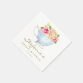 Aquarellfarbene Blume im Teacup-Brautparty Serviette (Ecke)