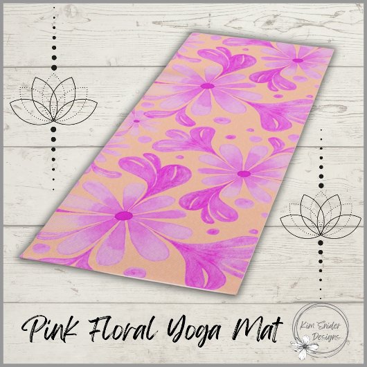 Aquarellfarbene Blume in rosa Yoga-Matte Yogamatte