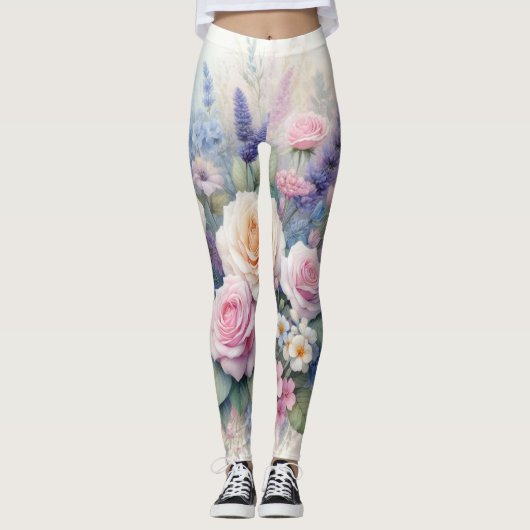 Aquarellfarbene Blume in sanften Pastellfarben Leggings (Vorderseite)