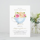 Aquarellfarbene Blume in Teacup Baby Dusche (Stehend Vorderseite)