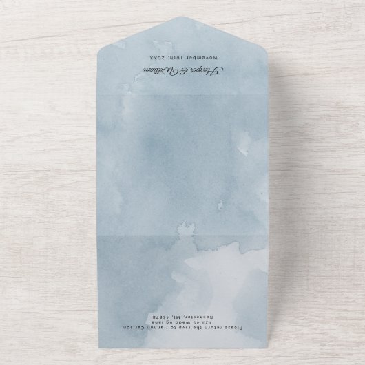 Aquarellfarbene Blume Indigo All In One Einladung (Außenbereich)