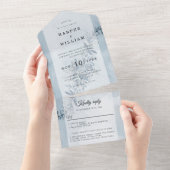 Aquarellfarbene Blume Indigo All In One Einladung (Abreißen)