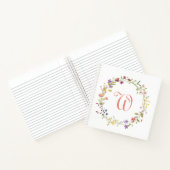 Aquarellfarbene Blume Kränze-Rahmen-Monogramm Notizblock (Innenseite)
