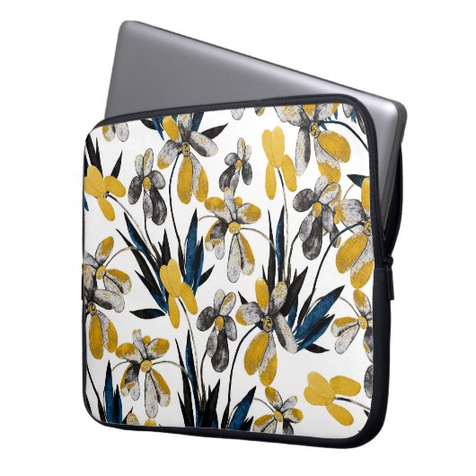 Aquarellfarbene Blume: lebendiges Sommermuster. Laptopschutzhülle (Vorderseite Links)