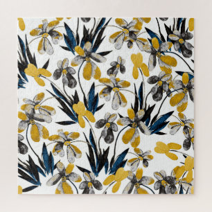 Aquarellfarbene Blume: lebendiges Sommermuster. Puzzle