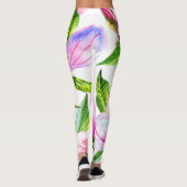 Aquarellfarbene Blume Leggings (Rückseite)