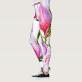 Aquarellfarbene Blume Leggings (Links)
