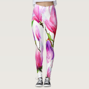 Aquarellfarbene Blume Leggings