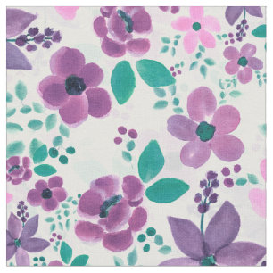 Aquarellfarbene Blume Lila rosa Botanisch Stoff