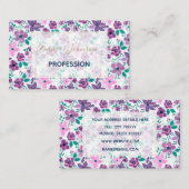 Aquarellfarbene Blume Lila rosa Botanisch Visitenkarte (Vorne/Hinten)