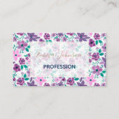 Aquarellfarbene Blume Lila rosa Botanisch Visitenkarte (Vorderseite)