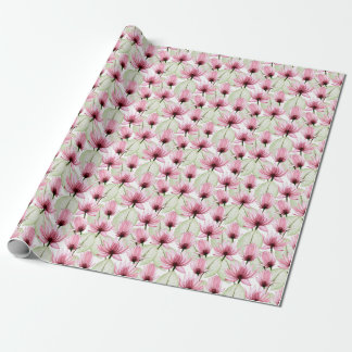 Aquarellfarbene Blume, Lotus, rosa, nahtlos. Geschenkpapier