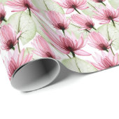 Aquarellfarbene Blume, Lotus, rosa, nahtlos. Geschenkpapier (Rolleneckpunkt)