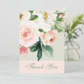 Aquarellfarbene Blume mit Foto Hochzeit Dankeskarte (Stehend Vorderseite)