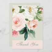 Aquarellfarbene Blume mit Foto Hochzeit Dankeskarte (Vorne/Hinten)