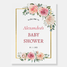 Aquarellfarbene Blume mit Frame Baby Dusche